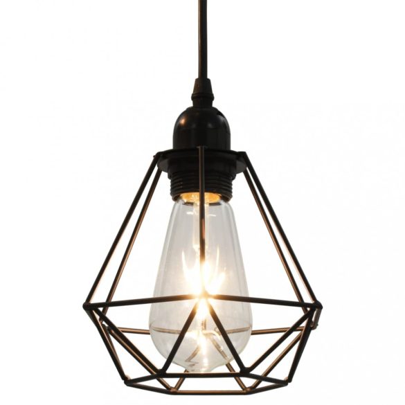 fekete gyémántformájú mennyezeti lámpa 3 x E27