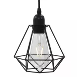 fekete gyémántformájú mennyezeti lámpa 3 x E27