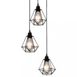 fekete gyémántformájú mennyezeti lámpa 3 x E27