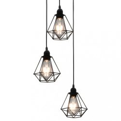 fekete gyémántformájú mennyezeti lámpa 3 x E27