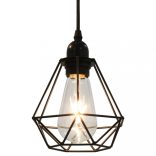 fekete gyémántformájú mennyezeti lámpa 3 x E27