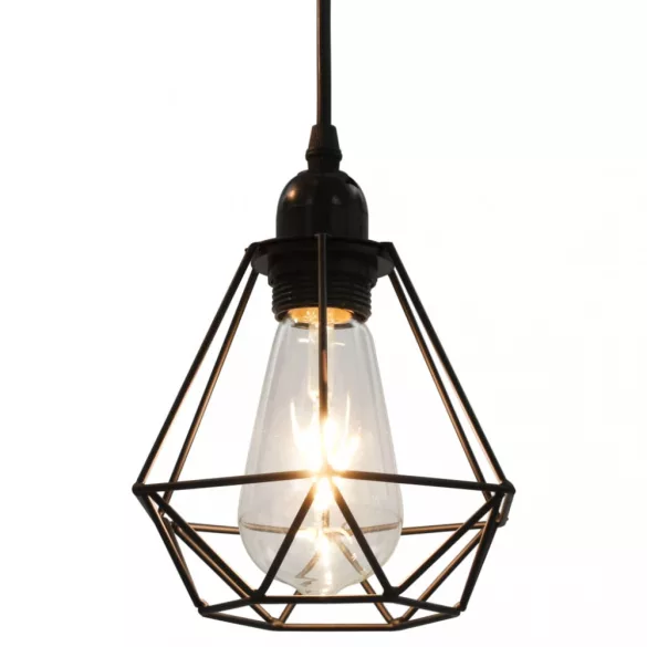 fekete gyémántformájú mennyezeti lámpa 3 x E27