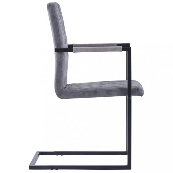 2 db sötétszürke műbőr szánkótalpas étkezőszék