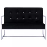 2 személyes fekete króm és bársony karfás kanapé