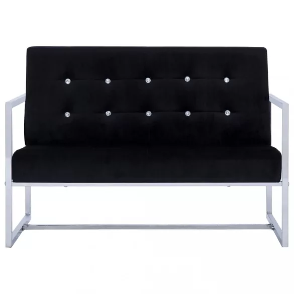 2 személyes fekete króm és bársony karfás kanapé