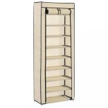 krémszínű szövet cipőszekrény borítóval 57 x 29 x 162 cm