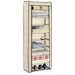 krémszínű szövet cipőszekrény borítóval 57 x 29 x 162 cm