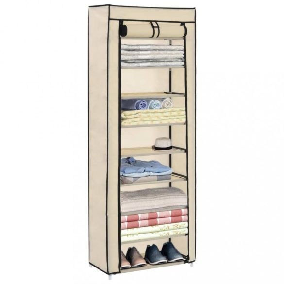 krémszínű szövet cipőszekrény borítóval 57 x 29 x 162 cm