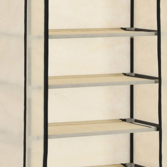 krémszínű szövet cipőszekrény borítóval 57 x 29 x 162 cm