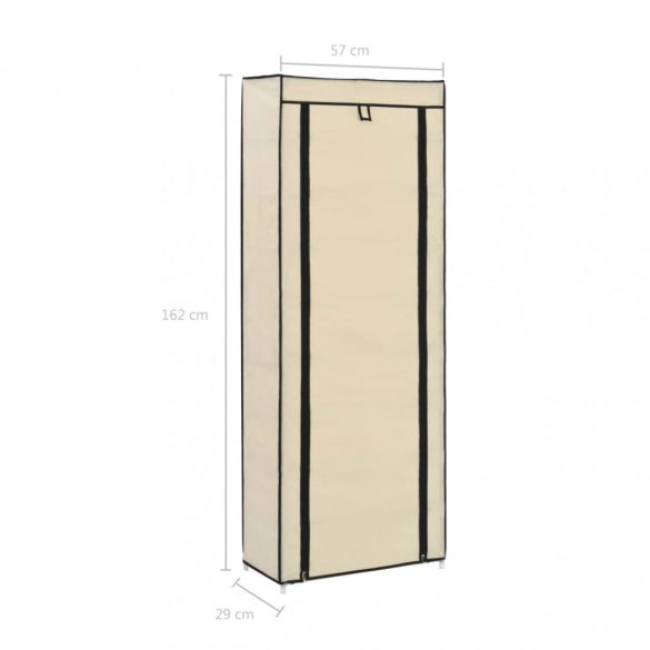 krémszínű szövet cipőszekrény borítóval 57 x 29 x 162 cm