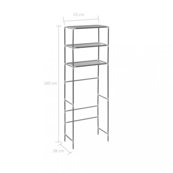 3-szintes ezüstszínű alumínium tárolóállvány 53 x 28 x 169 cm
