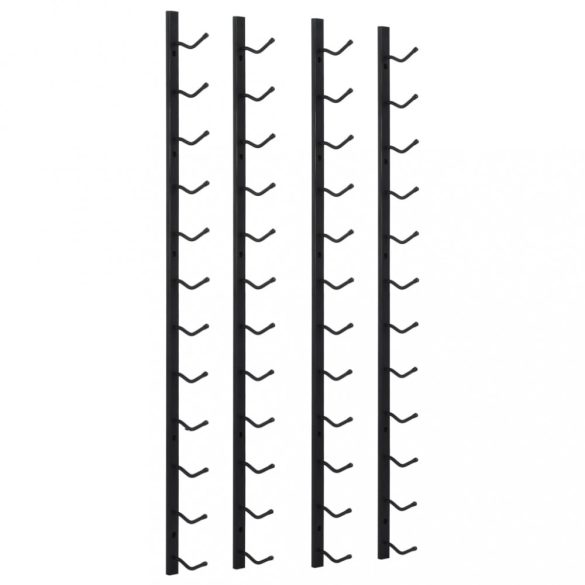 2 db fekete vas falra szerelhető bortartó állvány 24 palacknak