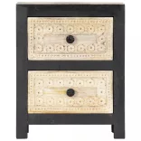 szürke kézzel faragott tömör mangófa éjjeliszekrény 40x30x50 cm