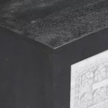 szürke/fehér kézzel faragott mangófa TV-szekrény 120x30x40 cm