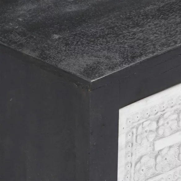 szürke/fehér kézzel faragott mangófa TV-szekrény 120x30x40 cm