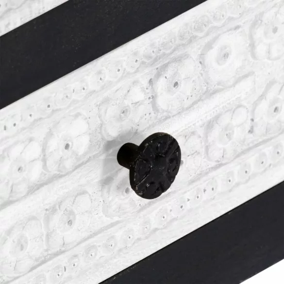 szürke/fehér kézzel faragott mangófa TV-szekrény 120x30x40 cm