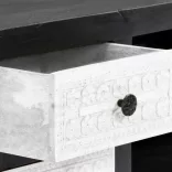 szürke/fehér kézzel faragott mangófa TV-szekrény 120x30x40 cm