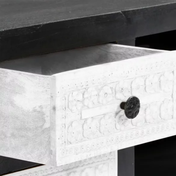 szürke/fehér kézzel faragott mangófa TV-szekrény 120x30x40 cm