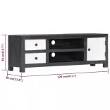 szürke/fehér kézzel faragott mangófa TV-szekrény 120x30x40 cm