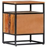 tömör újrahasznosított fa és acél éjjeliszekrény 40x30x50 cm