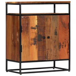   tömör újrahasznosított fa és acél kisszekrény 60 x 35 x 76 cm