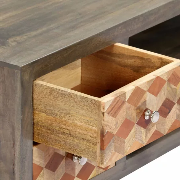 szürke tömör mangófa TV-szekrény 120 x 30 x 40 cm