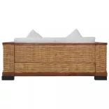 2 személyes barna természetes rattan kanapé párnával