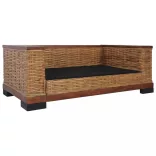 2 személyes barna természetes rattan kanapé párnával