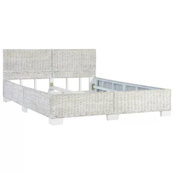 szürke természetes rattan ágykeret 140 x 200 cm