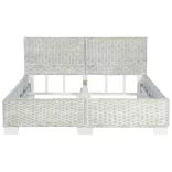 szürke természetes rattan ágykeret 140 x 200 cm