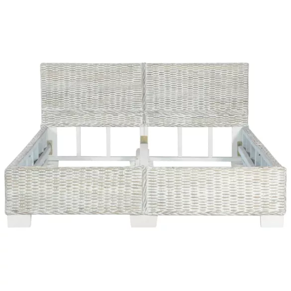 szürke természetes rattan ágykeret 140 x 200 cm