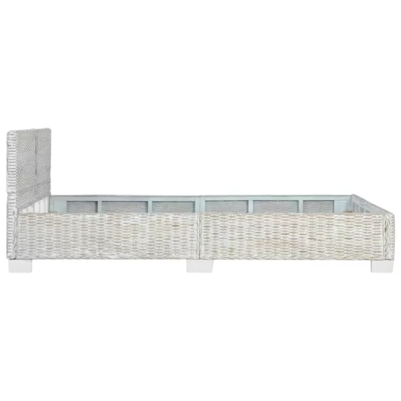 szürke természetes rattan ágykeret 140 x 200 cm