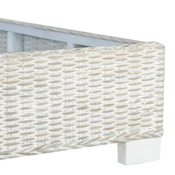 szürke természetes rattan ágykeret 140 x 200 cm