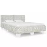 szürke természetes rattan ágykeret 160 x 200 cm
