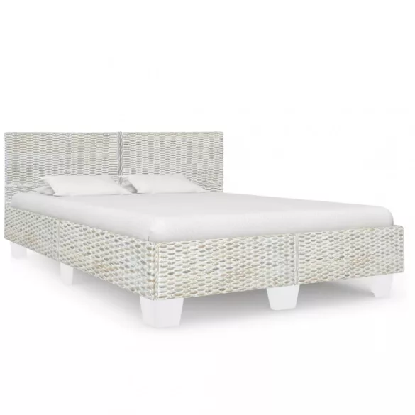 szürke természetes rattan ágykeret 160 x 200 cm