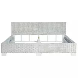 szürke természetes rattan ágykeret 180 x 200 cm