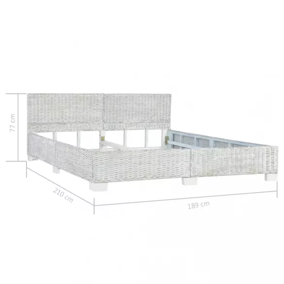szürke természetes rattan ágykeret 180 x 200 cm