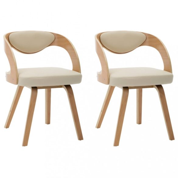 2 db krémszínű hajlított fa és műbőr étkezőszék