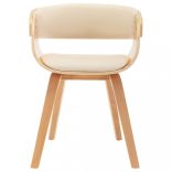 krémszínű hajlított fa és műbőr étkezőszék