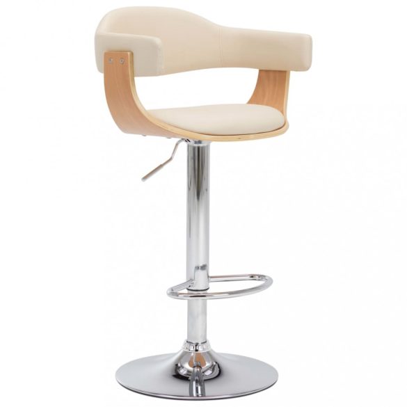 2 darab krémszínű hajlított fa és műbőr bárszék