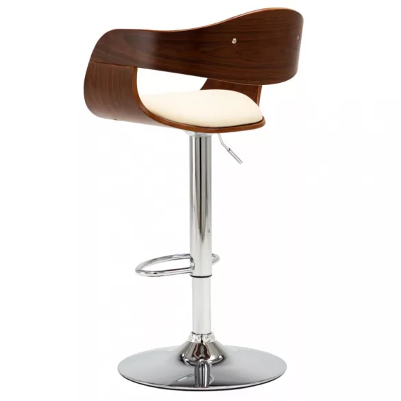 krémszínű hajlított fa és műbőr bárszék