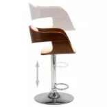 krémszínű hajlított fa és műbőr bárszék