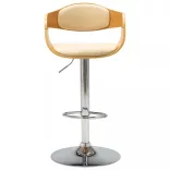 krémszínű hajlított fa és műbőr bárszék