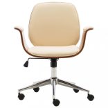 krémszínű hajlított fa és műbőr irodaszék