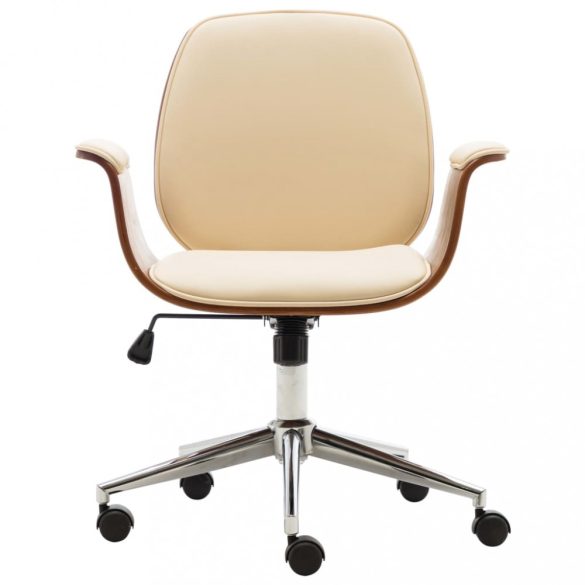 krémszínű hajlított fa és műbőr irodaszék