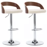 2 db krémszínű műbőr és hajlított fa bárszék