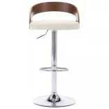 2 db krémszínű műbőr és hajlított fa bárszék