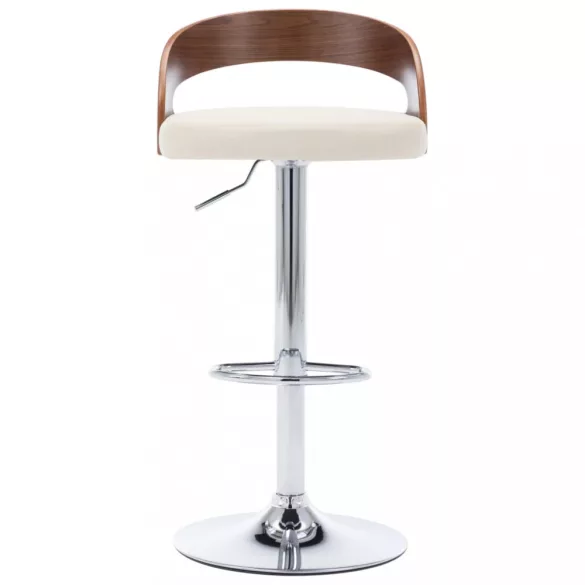 2 db krémszínű műbőr és hajlított fa bárszék