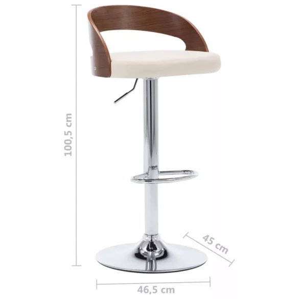 2 db krémszínű műbőr és hajlított fa bárszék