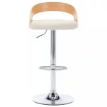 2 db krémszínű műbőr és hajlított fa bárszék